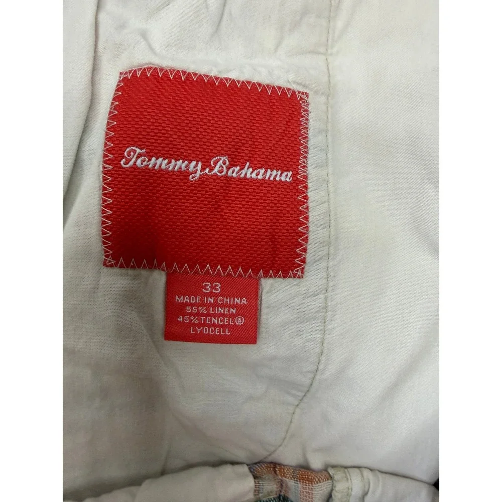 Tommy Bahama Mens Plaid Linen Tencel Shorts Multicolor Flat Front Size 33